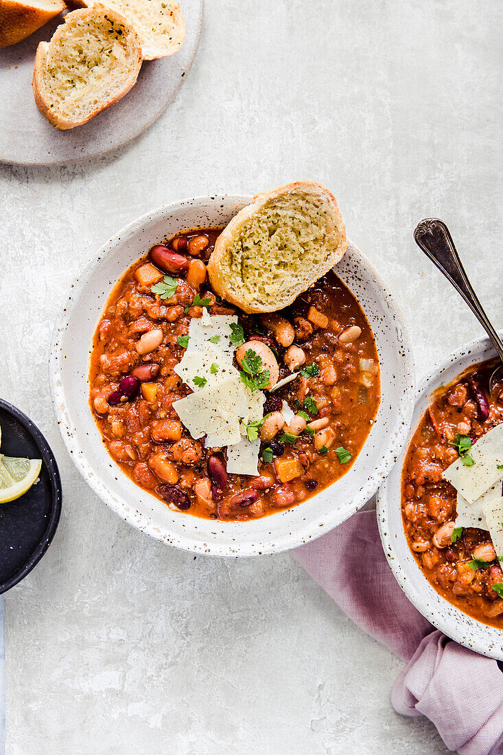 Two bowls of 15 bean soup