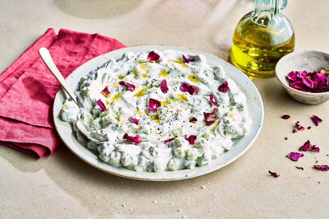 Persian Mast-o-khiar (yogurt with mint and cucumber, Iran)