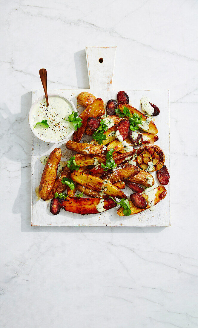 CHRISTMAS COOKING - HOT POTATOES - Kipfler potato &amp; chorizzo salad with coriander dressing