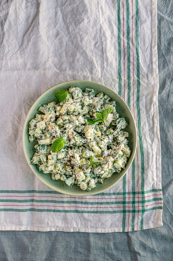 Cucumber salad with feta and mint