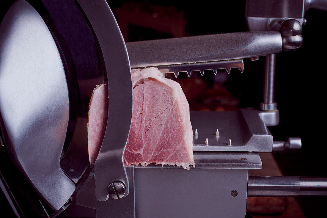 Ham in a slicer