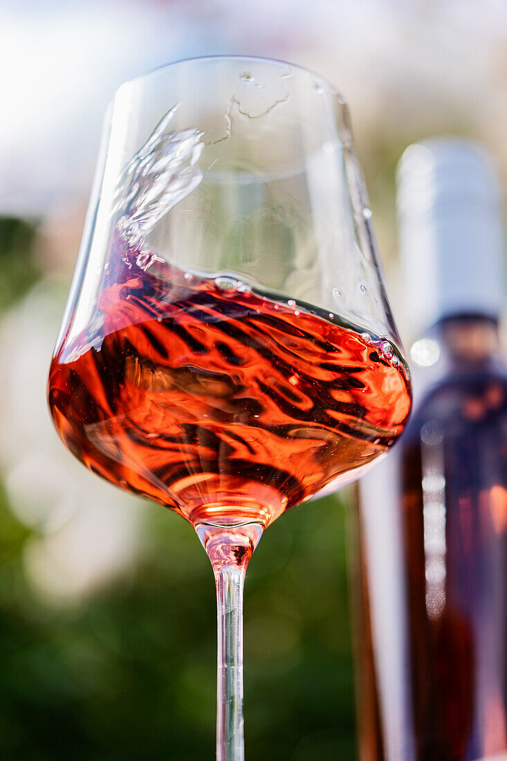 Glass of rosé wine