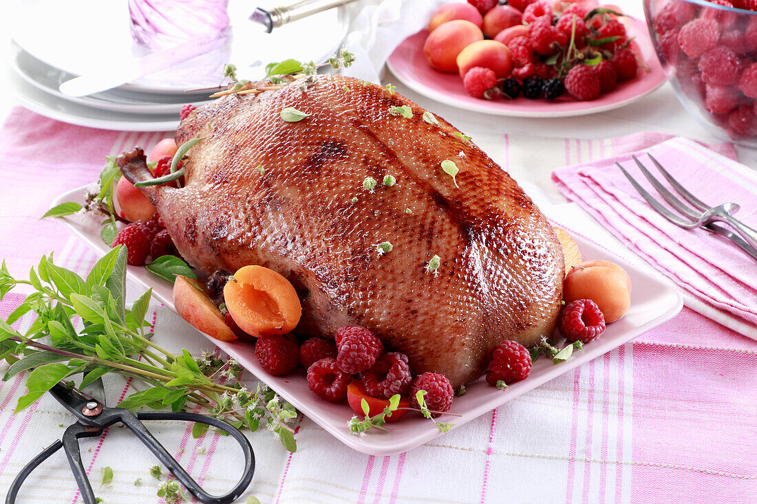 Summer duck with fruit