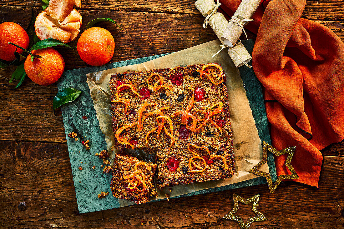 Christmas spiced clementine flapjacks