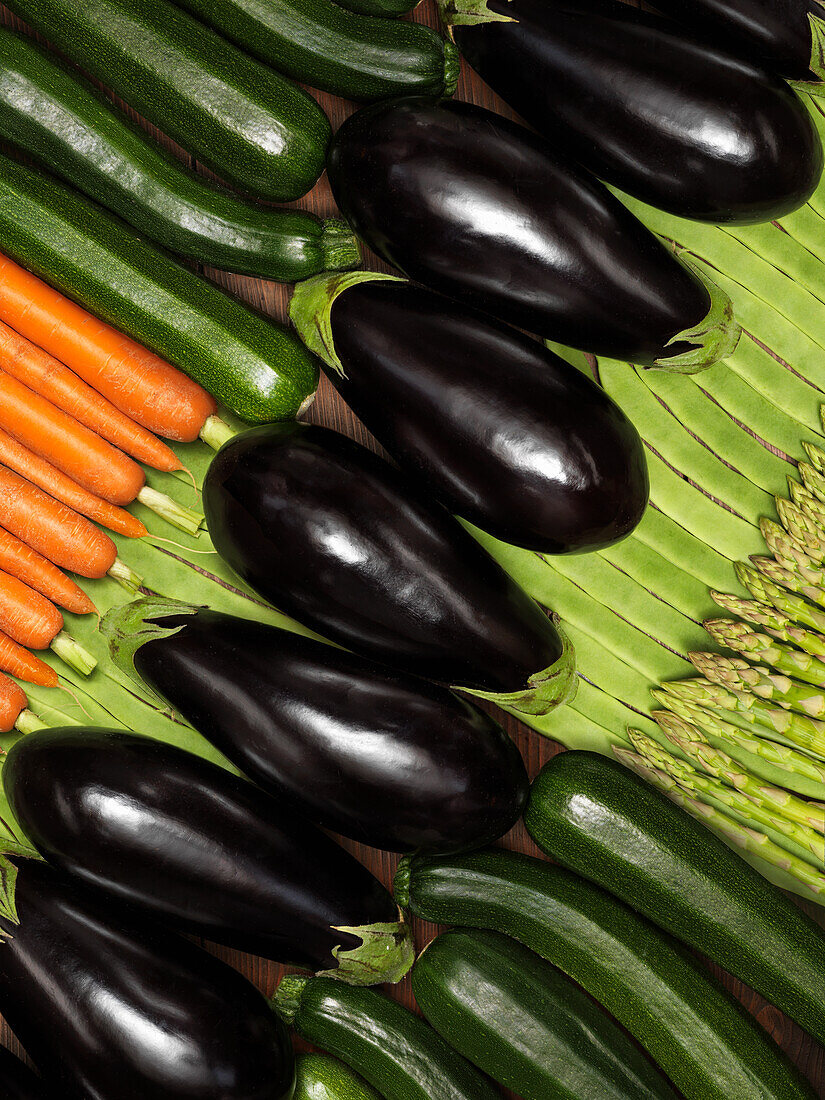 Rows of various vegetables