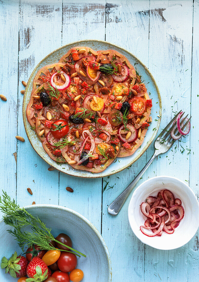 Erdbeer-Tomaten-Carpaccio