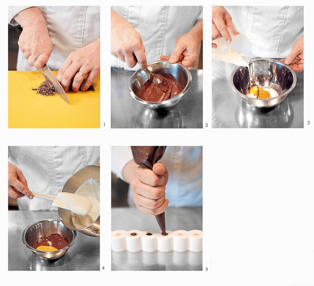 Schokoladenmousse und Haselnuss-Kaffee-Sorbet zubereiten