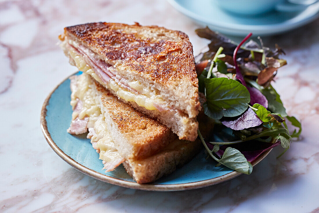 Croque Monsieur with side salad