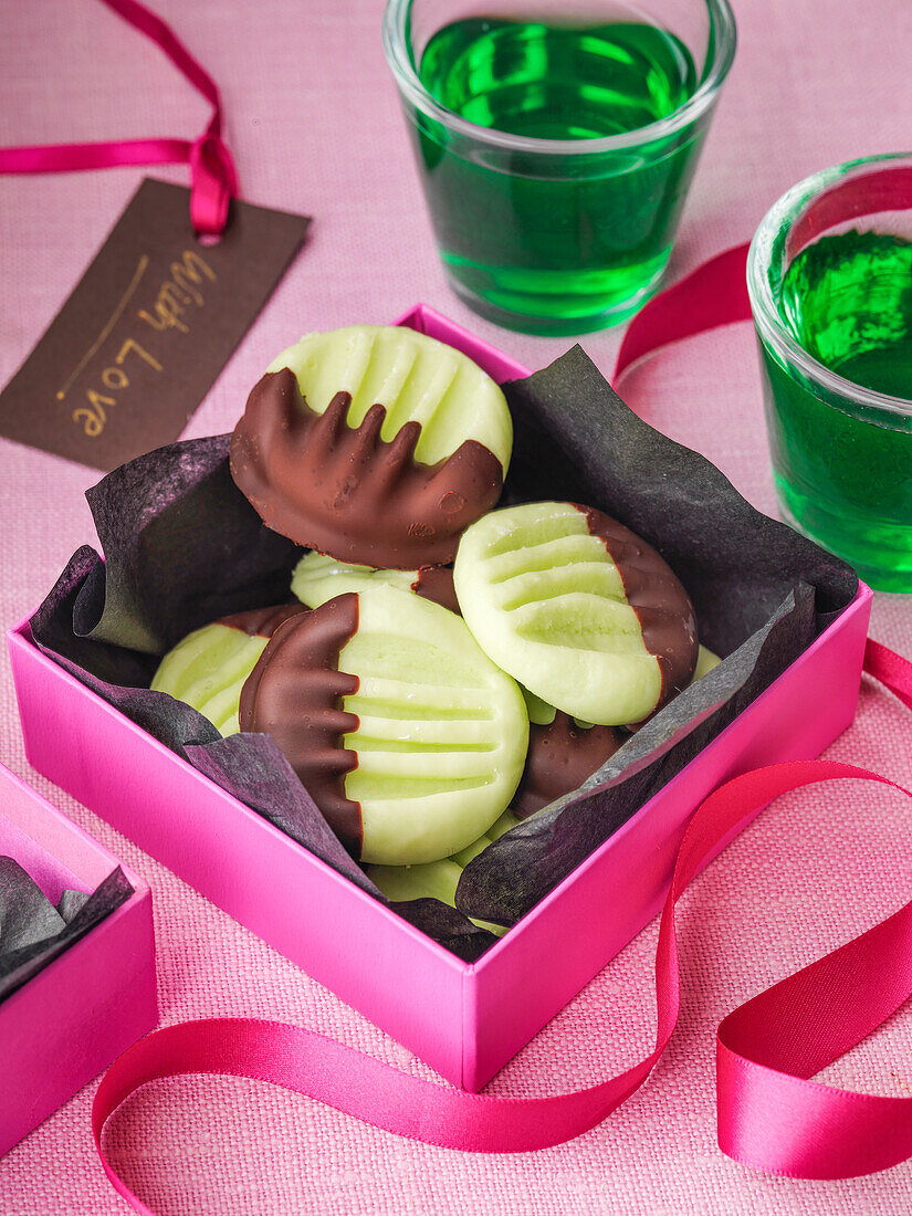 Valentine's Day chocolate peppermint confection in a gift box