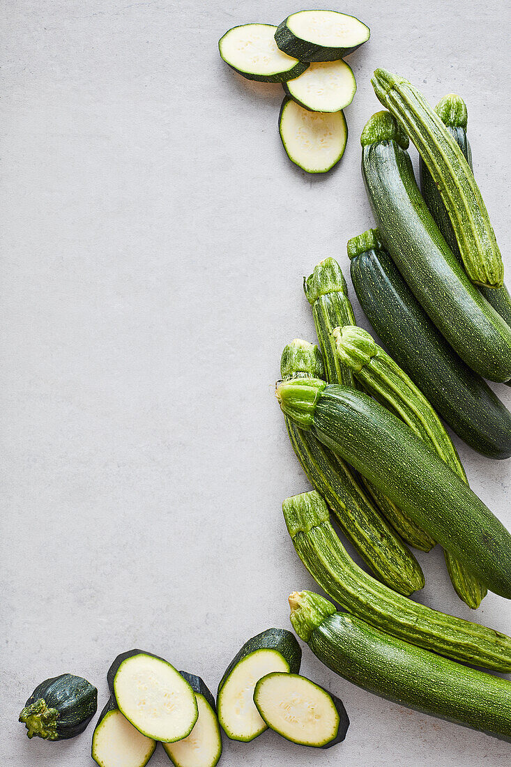 Zucchini, whole and sliced