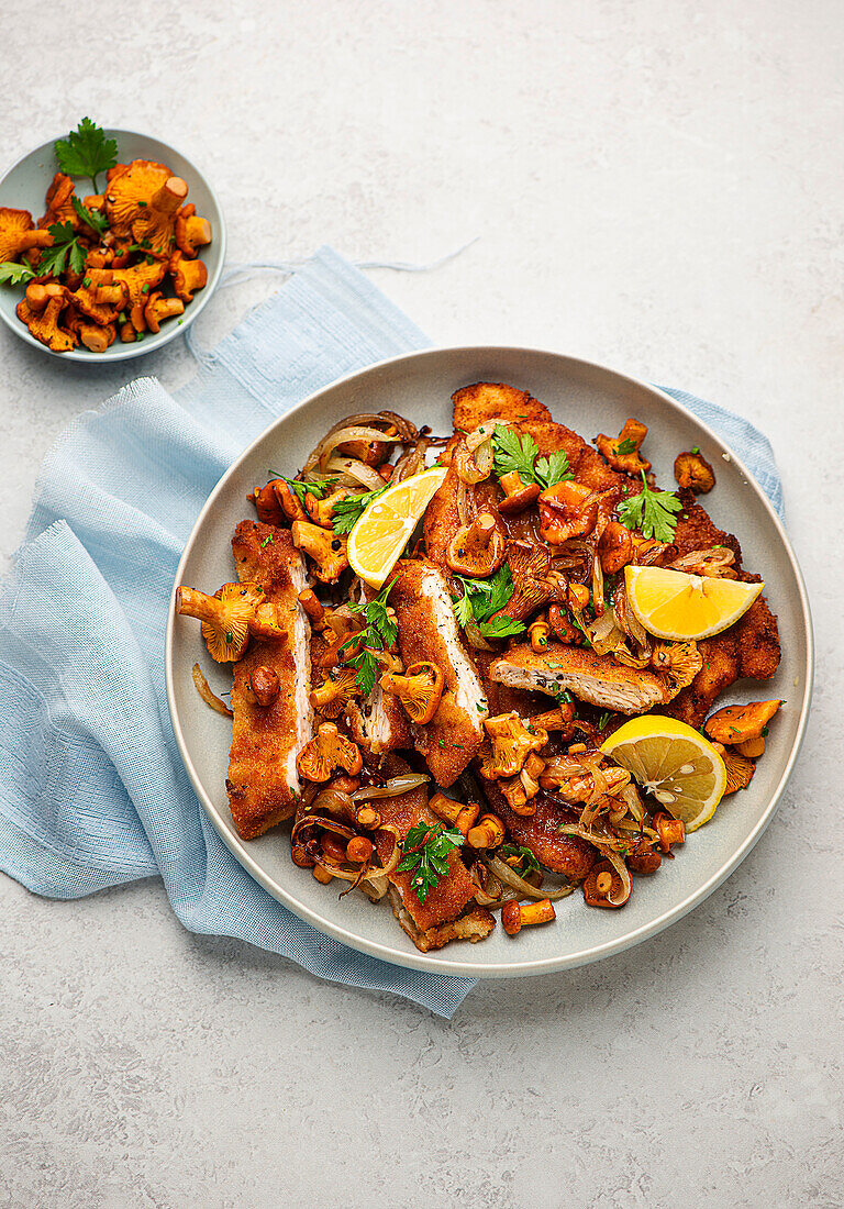 Schnitzel mit Pfifferlingen