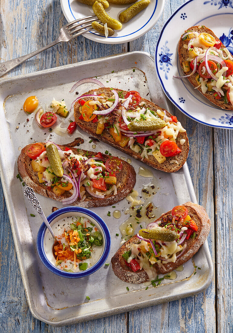 Baked sourdough vegetable toast