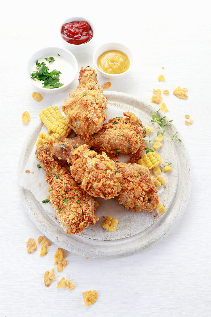 Chicken legs baked in corn flakes