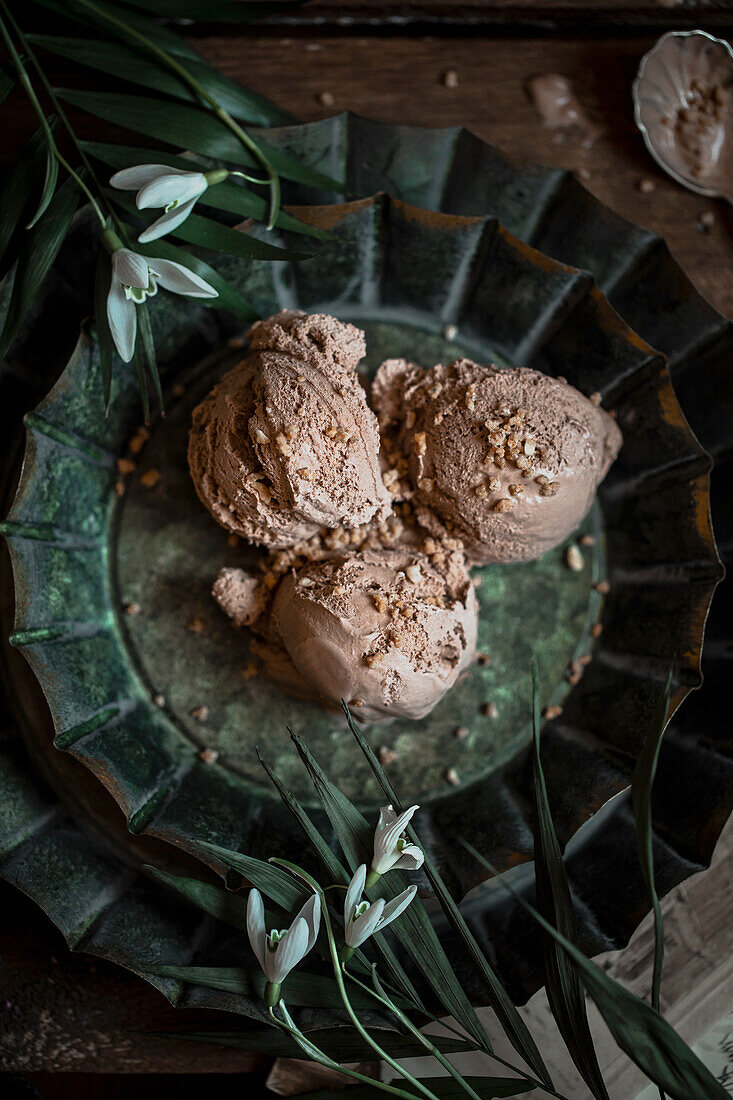 Schokoladen-Haselnuss-Eis