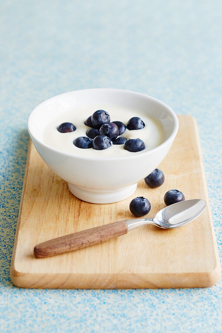 Vegan soy almond oat yogurt with blueberries