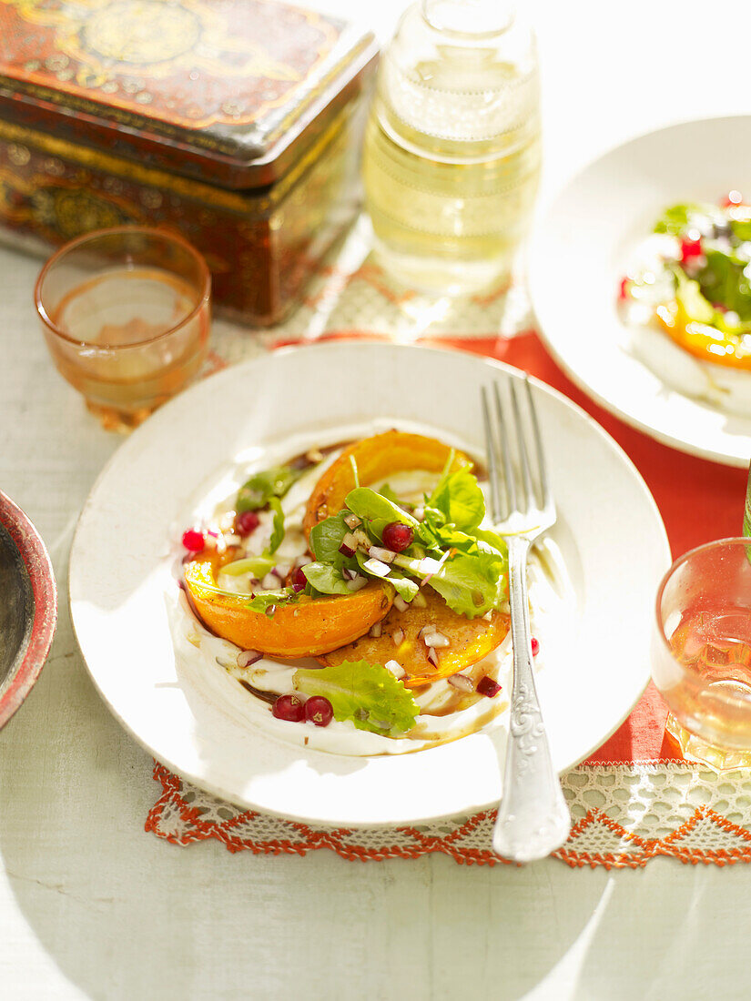 Roasted pumpkin salad with labneh (Moroccan)