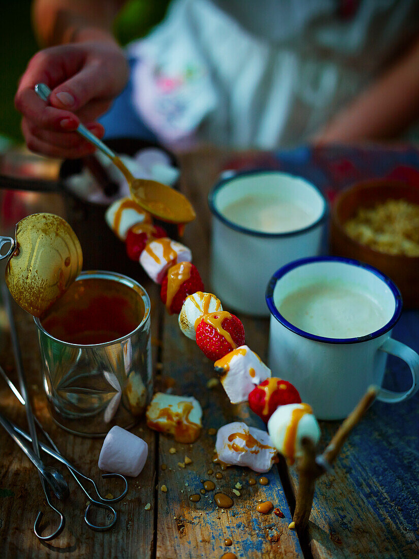 Marshmallow strawberry skewers