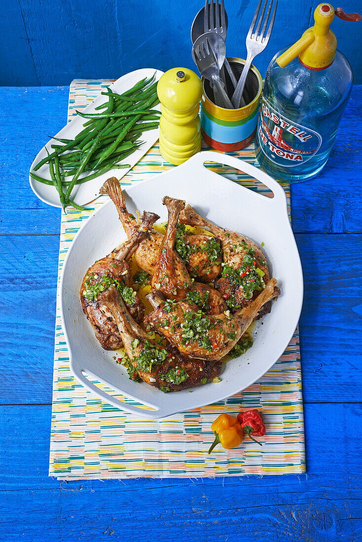 West Indian-style chicken legs with sauce chien