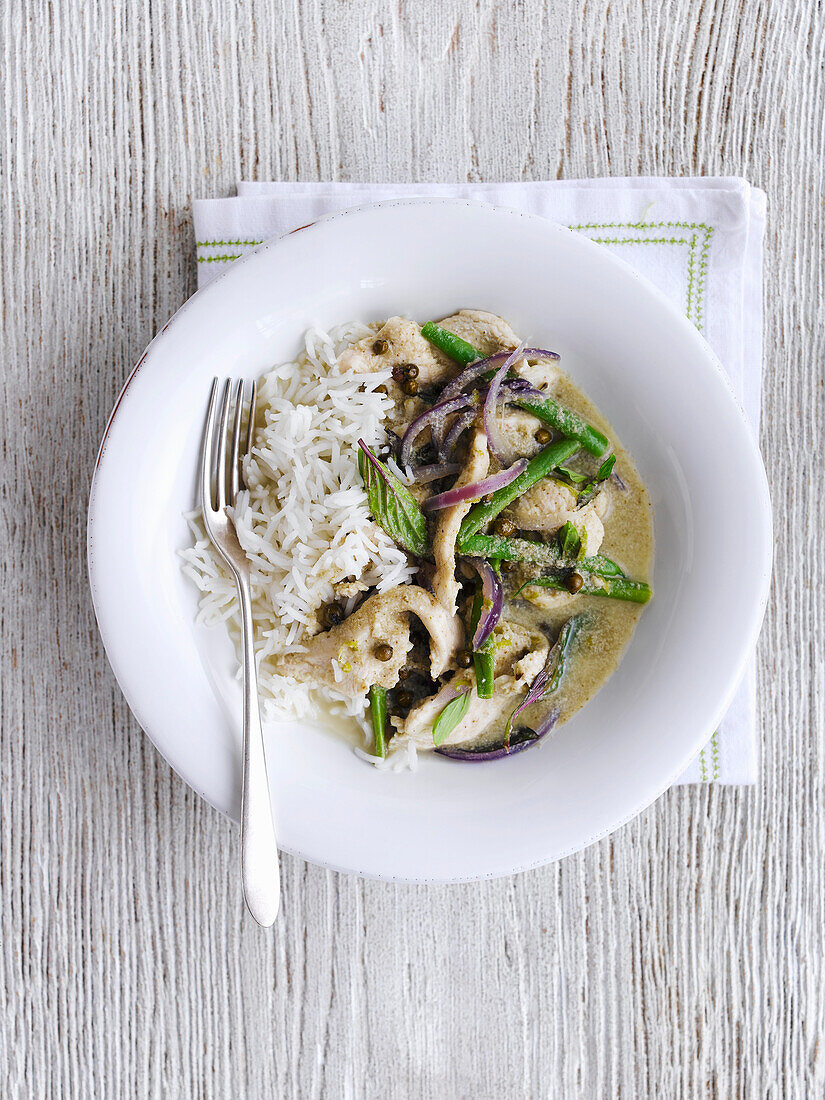 Green Thai Chicken Curry with Rice