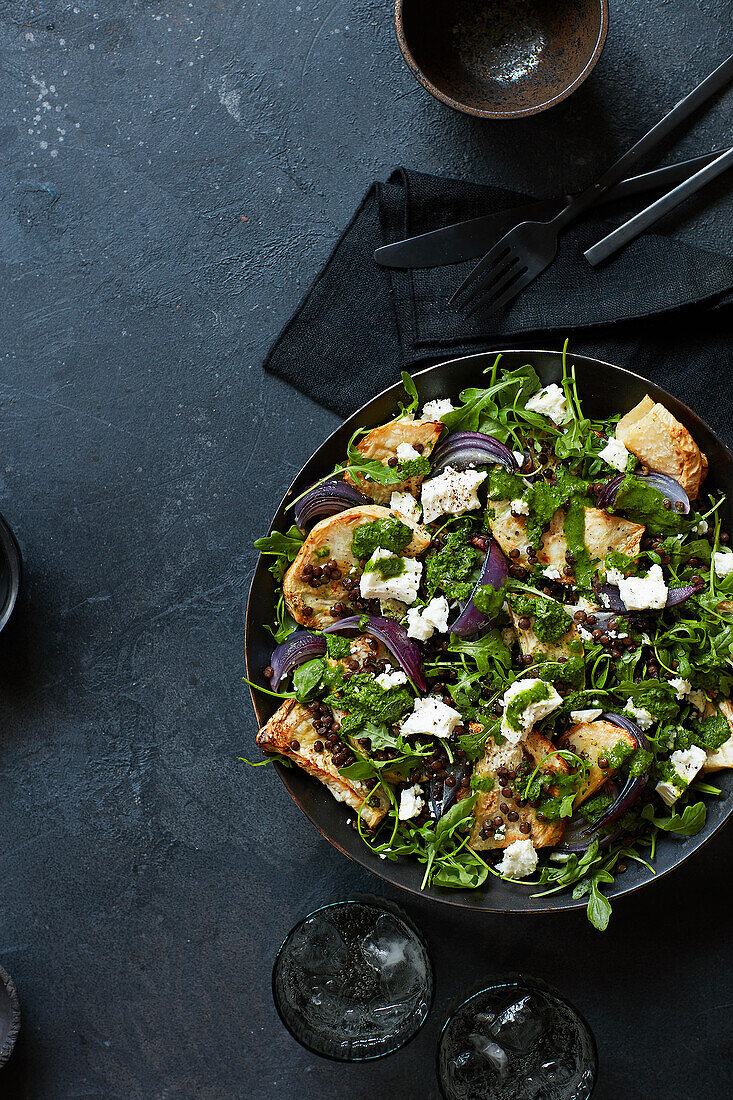 Celeriac chimichurri salad