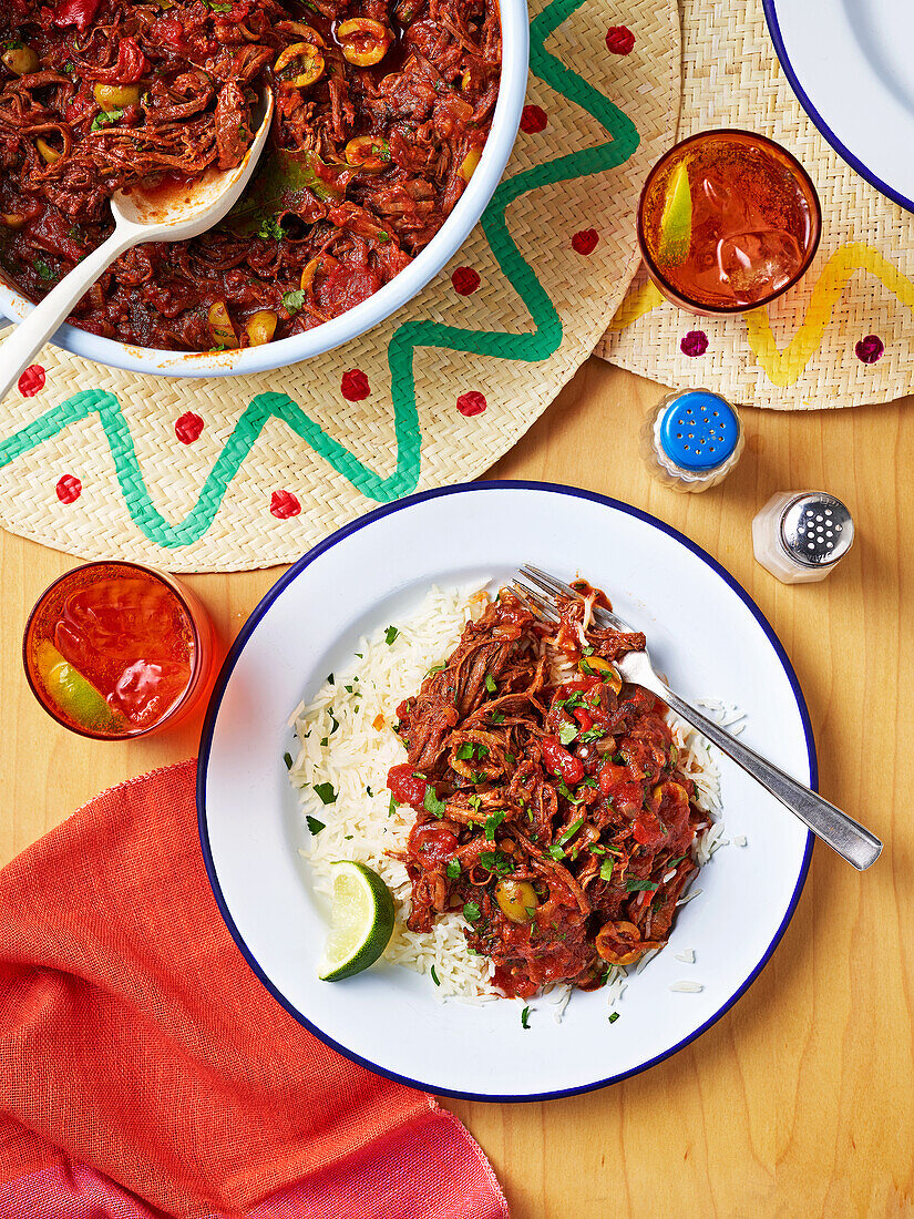 Ropa Vieja - beef in spicy tomato sauce with olives