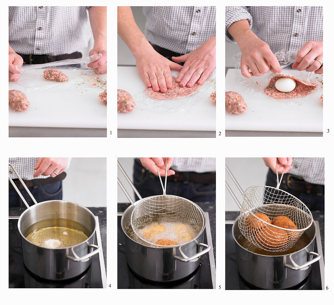 Preparing Scotch eggs