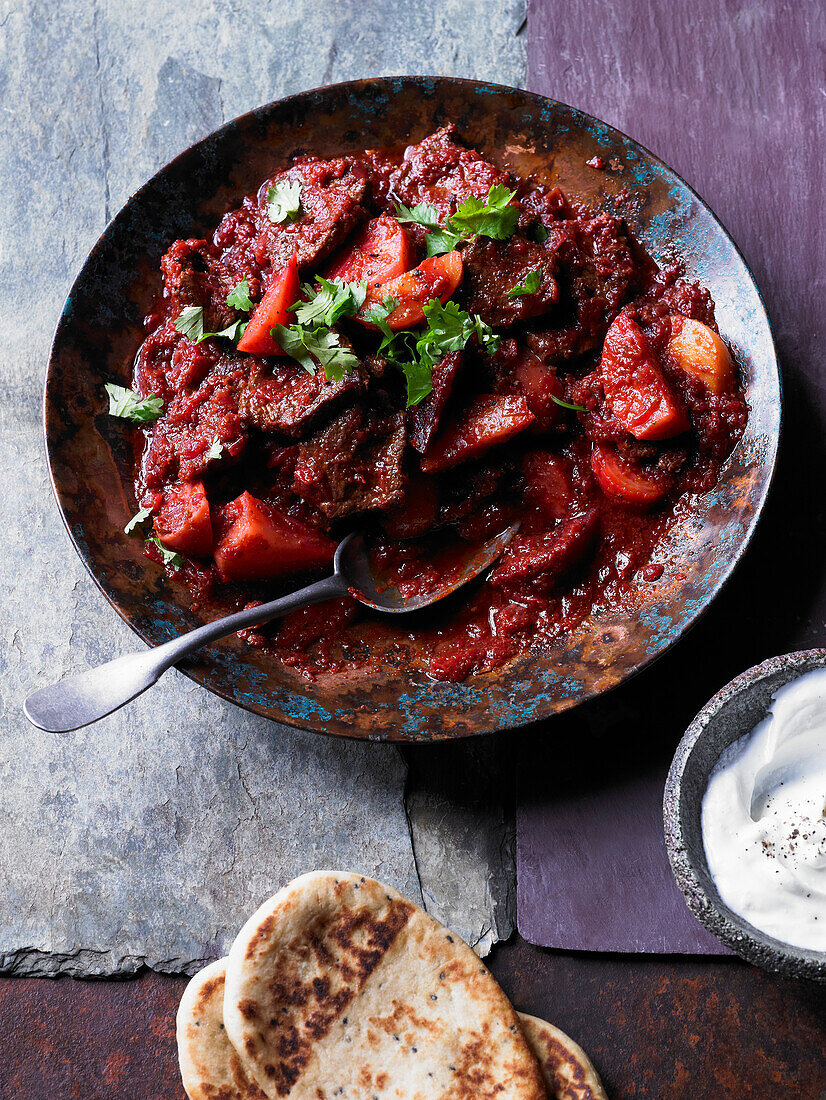 Beef and beet curry