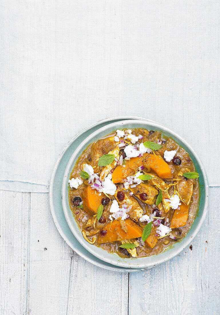 Moroccan chicken stew with pumpkin and olives