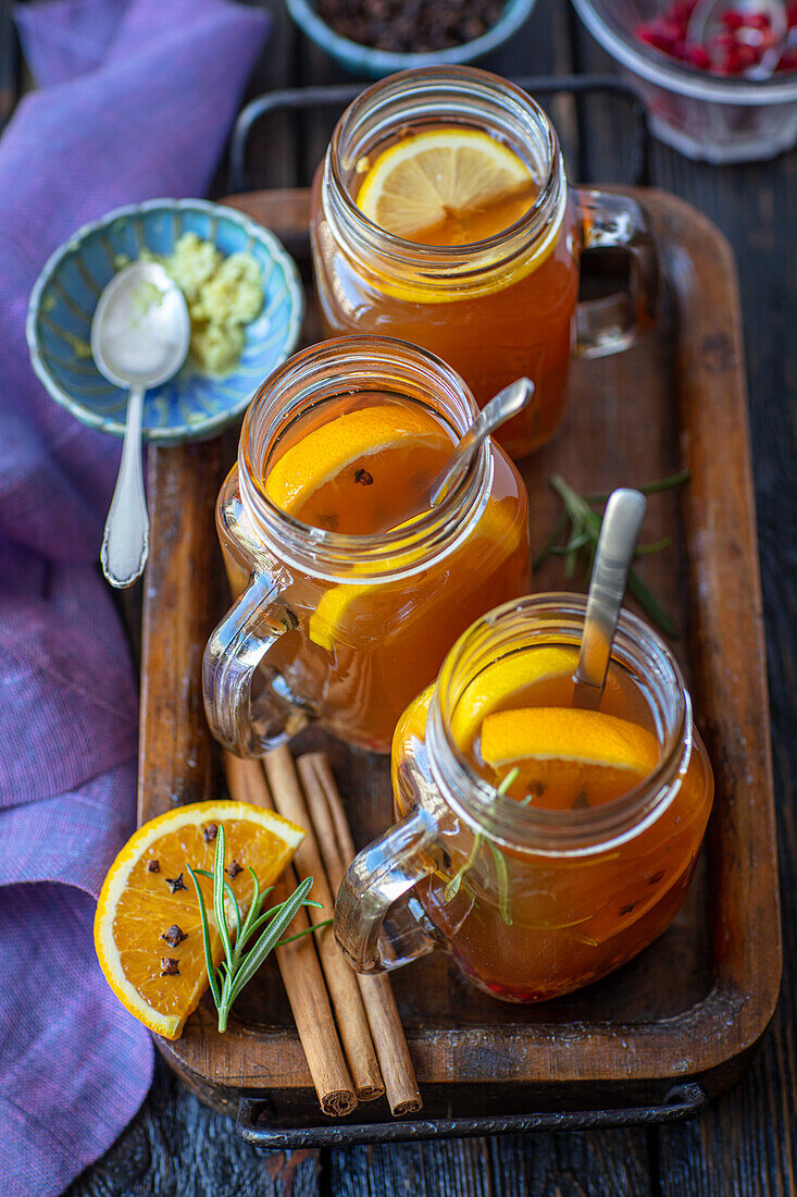 Winter tea with rosemary and pomegranate