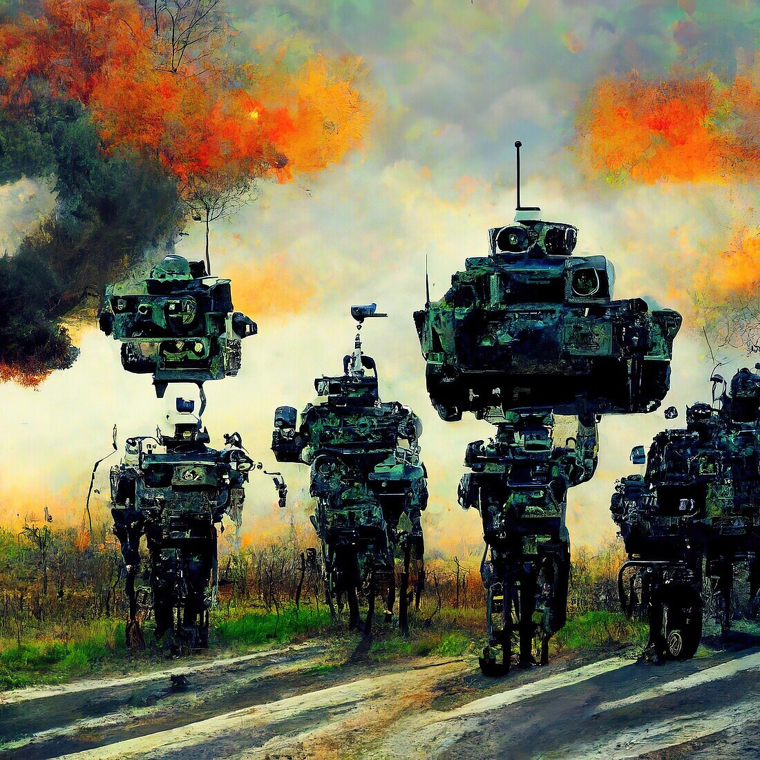 AI enabled warfare, conceptual illustration