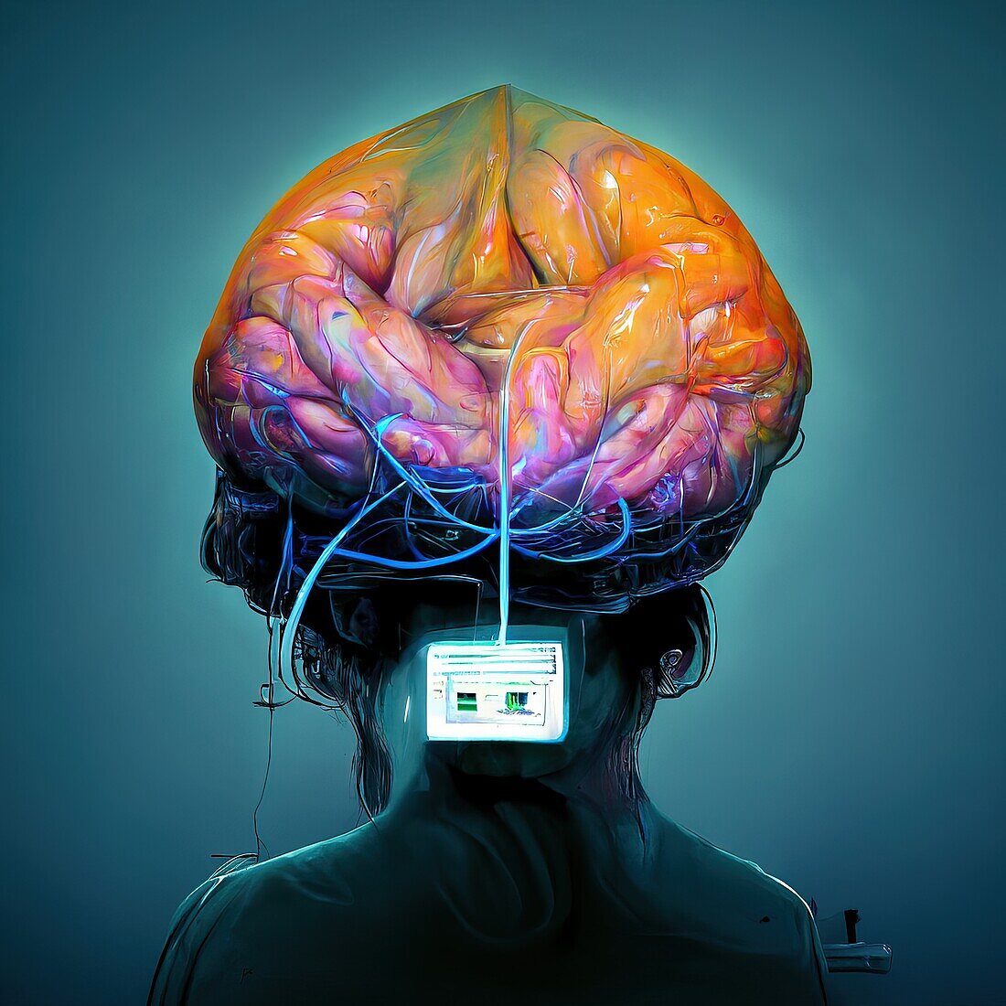 Brain computer interface, conceptual illustration