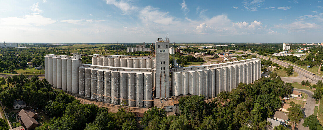 Grain elevator, aerial photograph