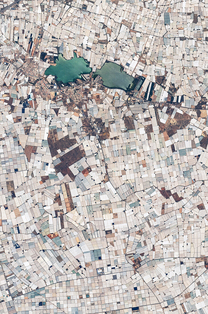 Greenhouses, Spain, composite ISS image
