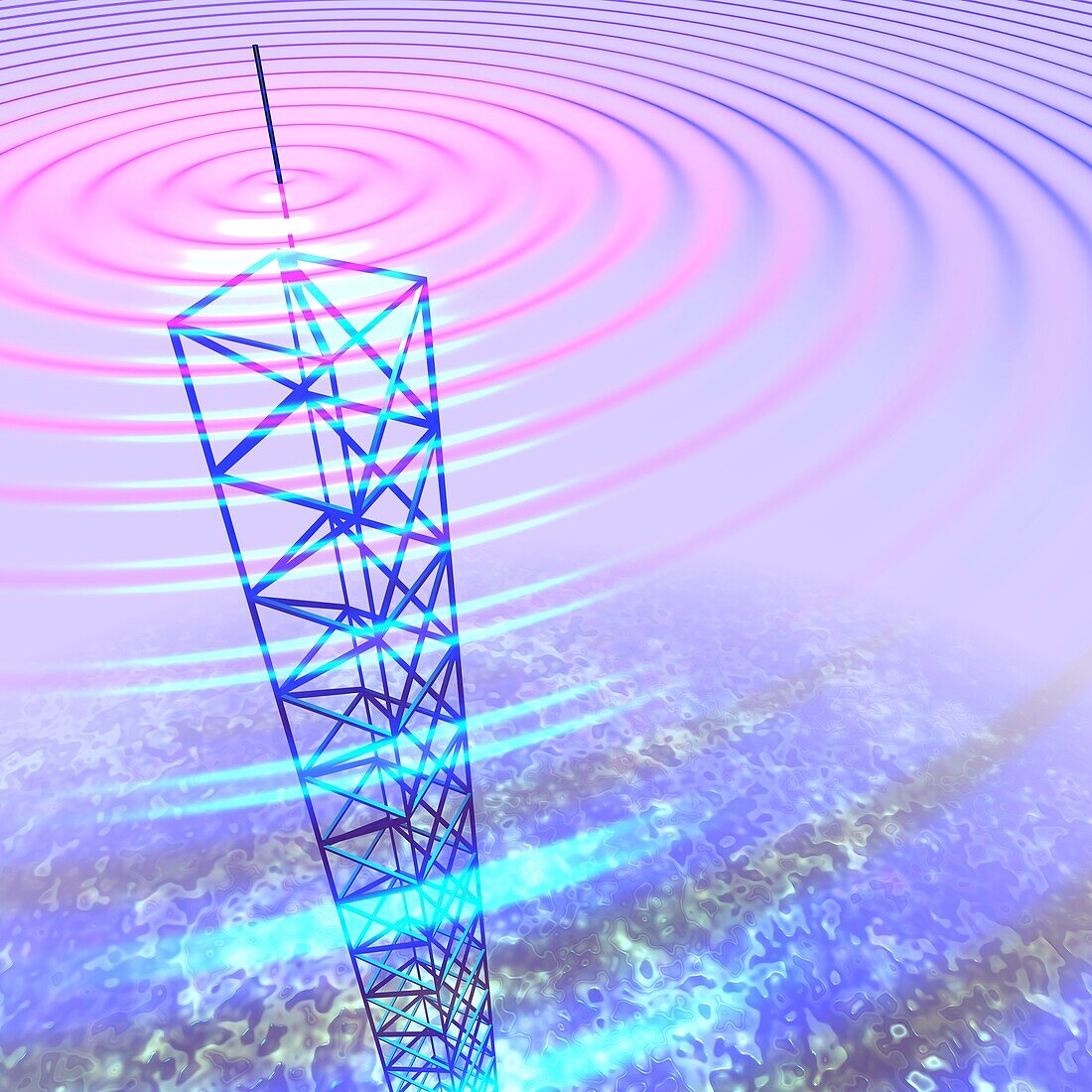 Radio waves and transmission tower