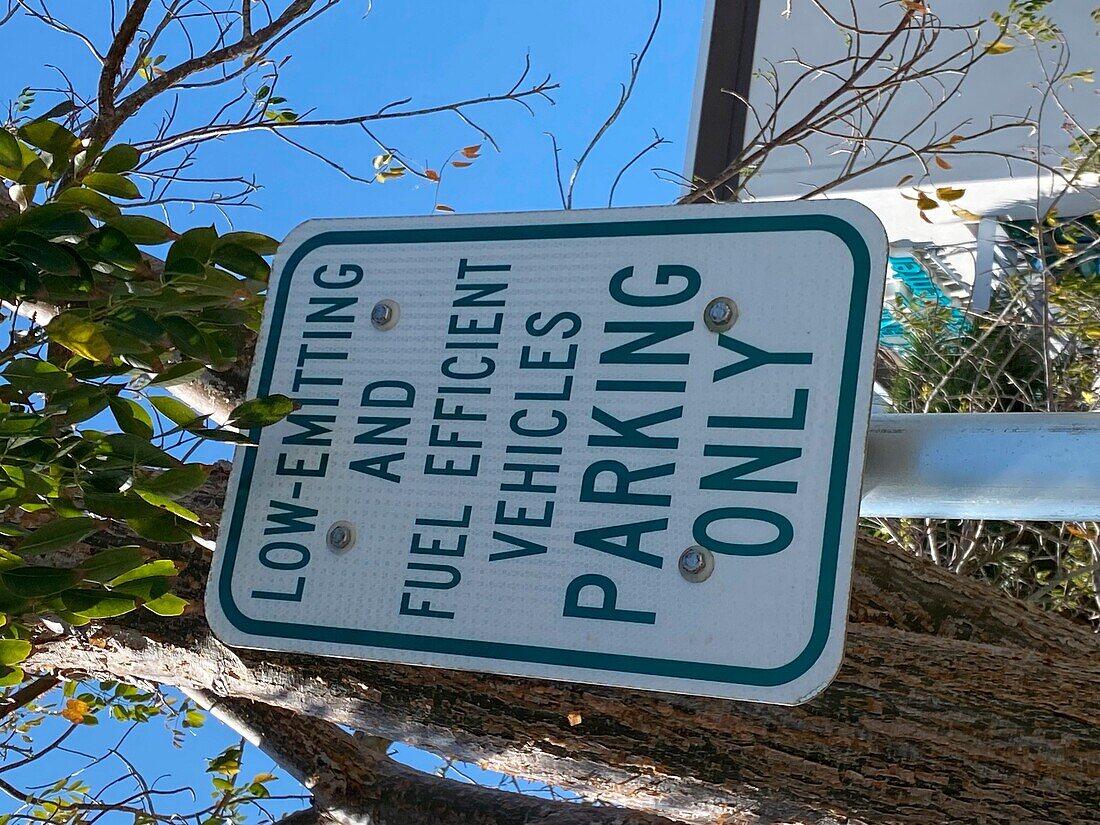 Low-emitting and fuel efficient parking only sign