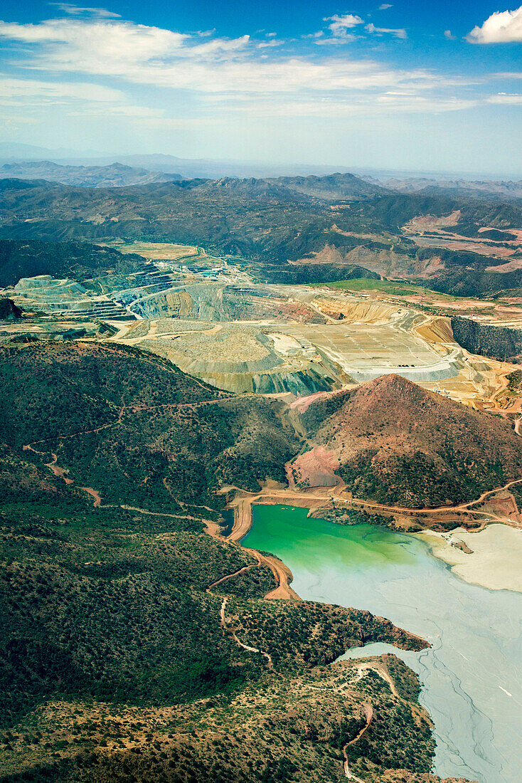 Pinto Valley Copper Mine, Arizona, USA, aerial photograph
