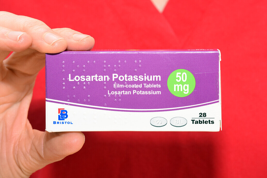 Losartan potassium blood pressure tablet boxes