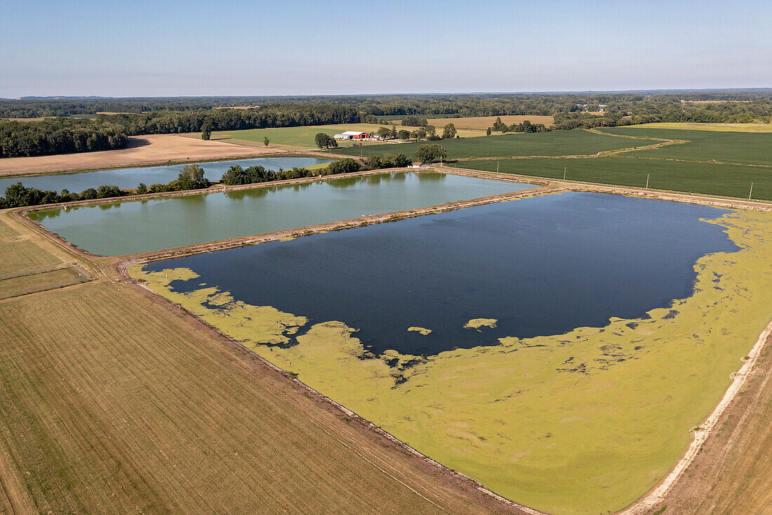 Wastewater stabilization lagoons, aerial photograph