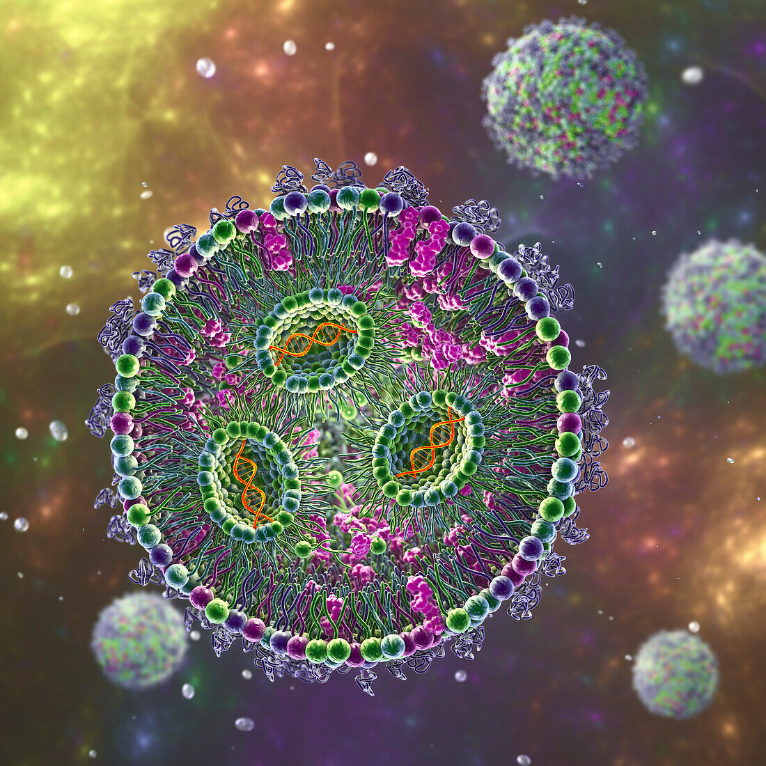 siRNA lipid nanoparticle antiviral, illustration