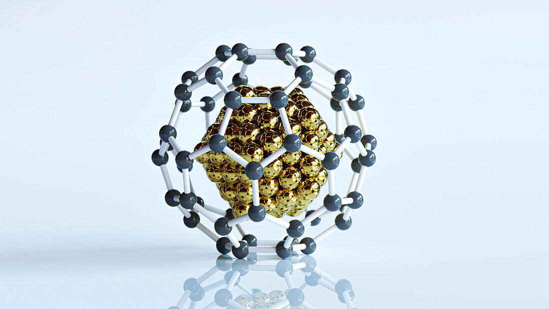 Metal inside fullerene, illustration