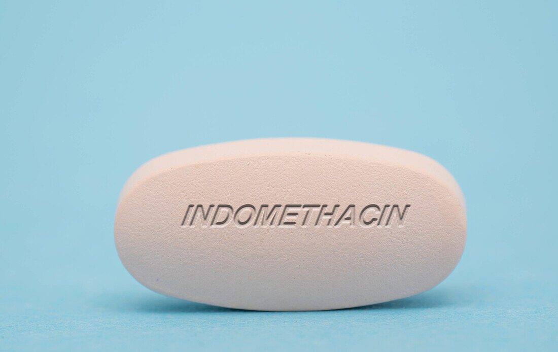 Indomethacin pill, conceptual image
