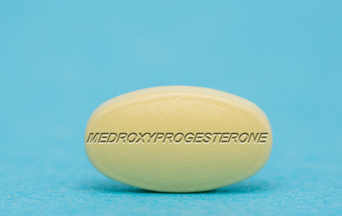 Medroxyprogesterone pill, conceptual image