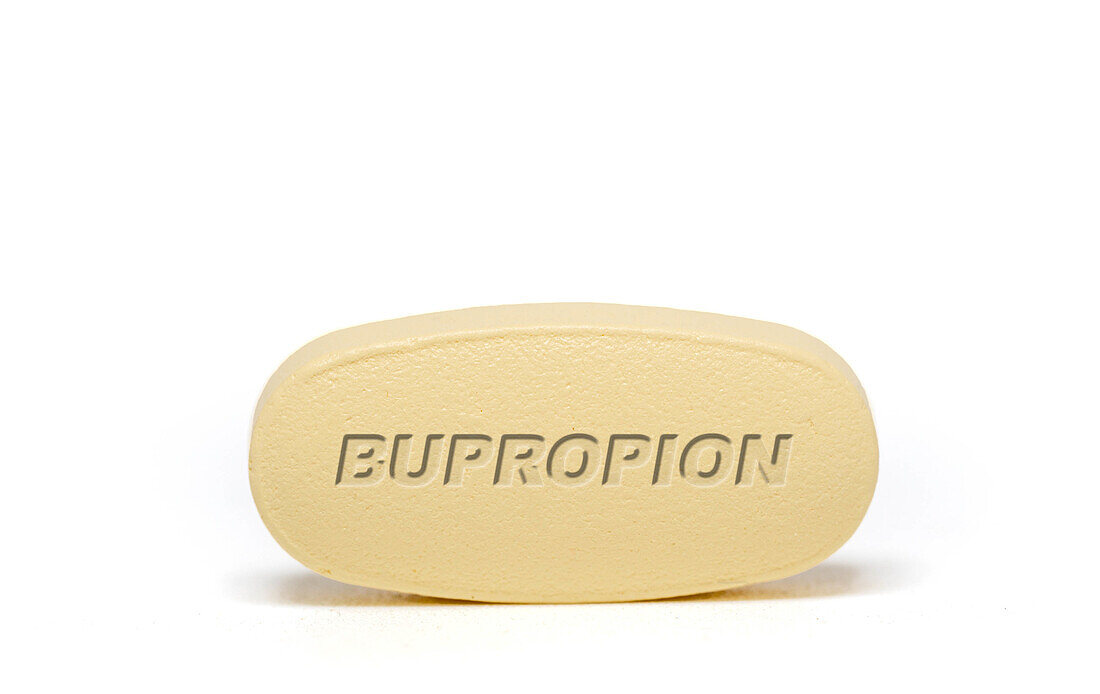Bupropion pill, conceptual image