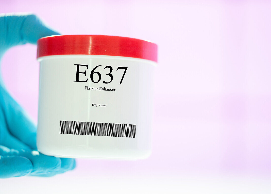 Container of the food additive E637