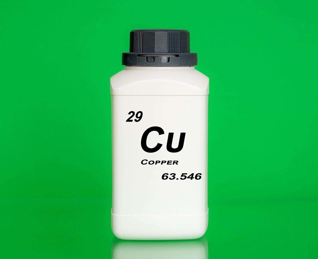 Container of the chemical element copper