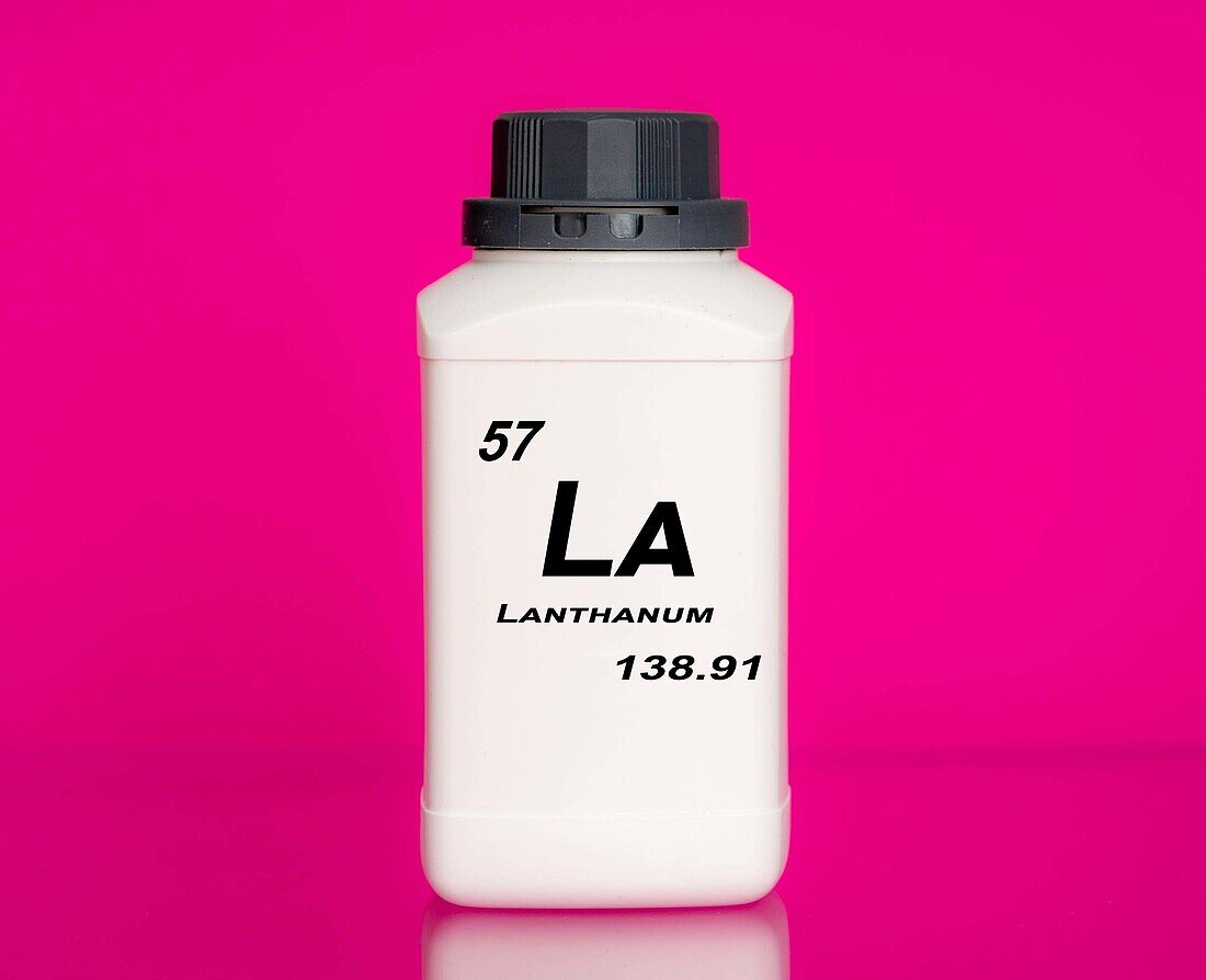 Container of the chemical element lanthanum