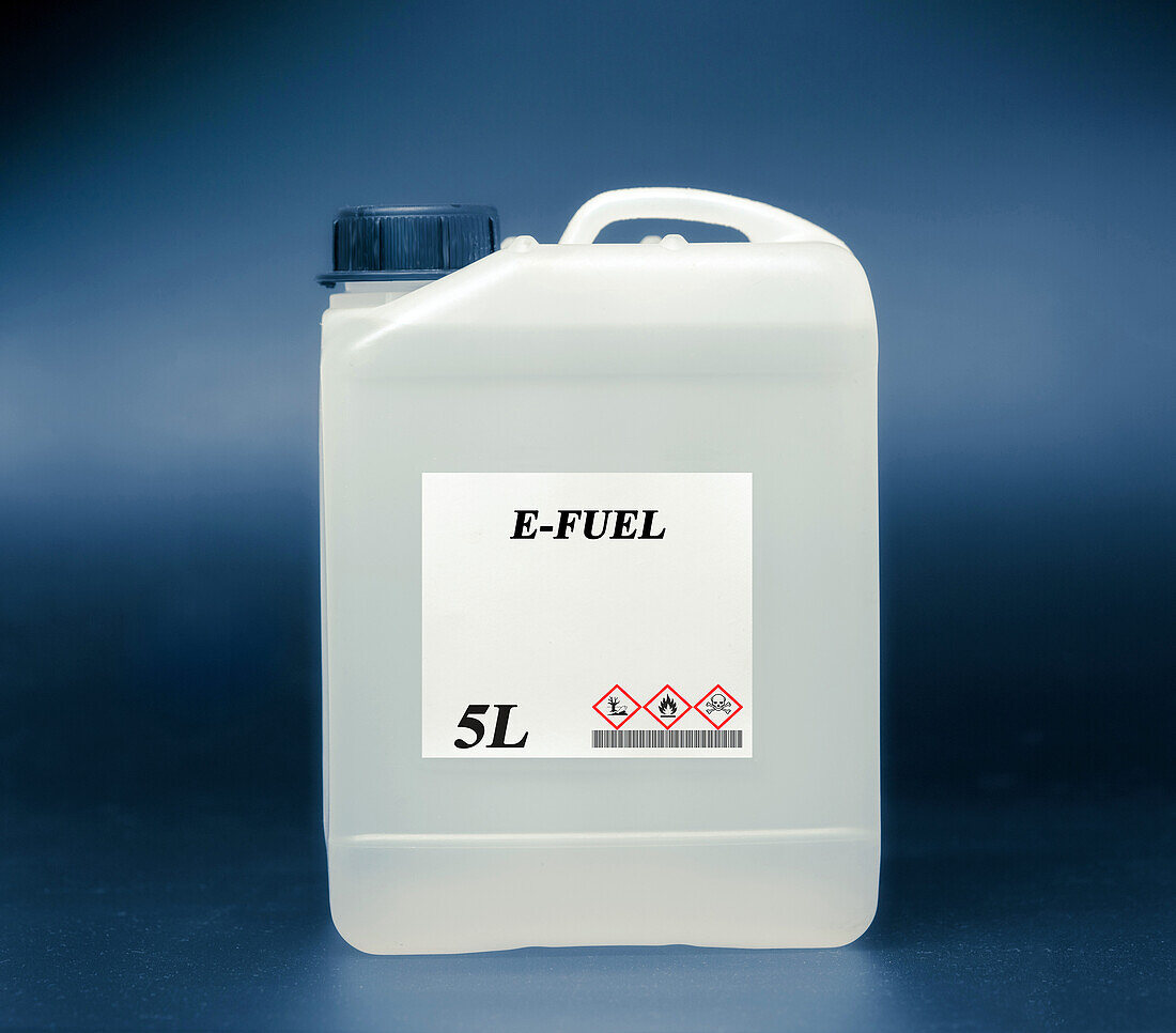 Canister of e-fuel biofuel