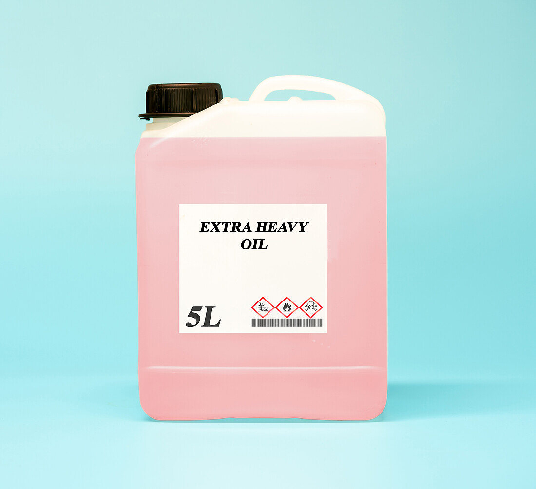 Canister of extra-heavy oil
