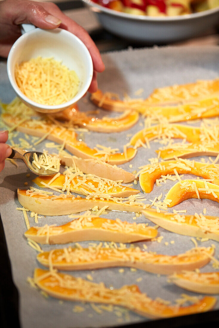 Pumpkin wedges au gratin