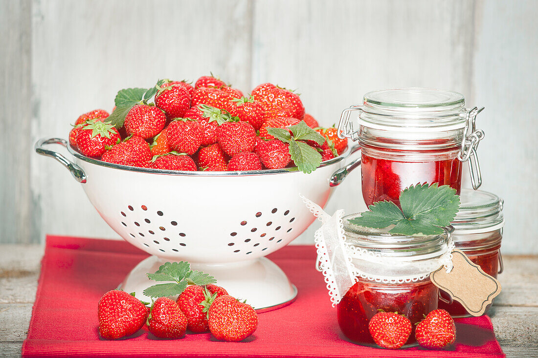 Strawberries and strawberry jam